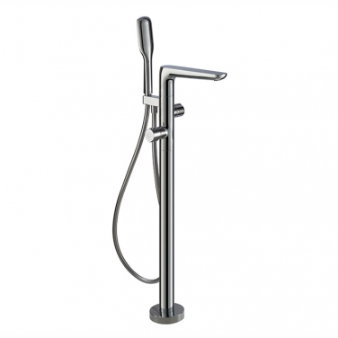 Thermostatic floor mount tub filler with hand shower