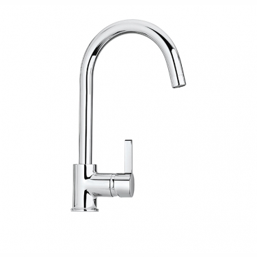 Kitchen faucet with pivoting spout, 1 spray