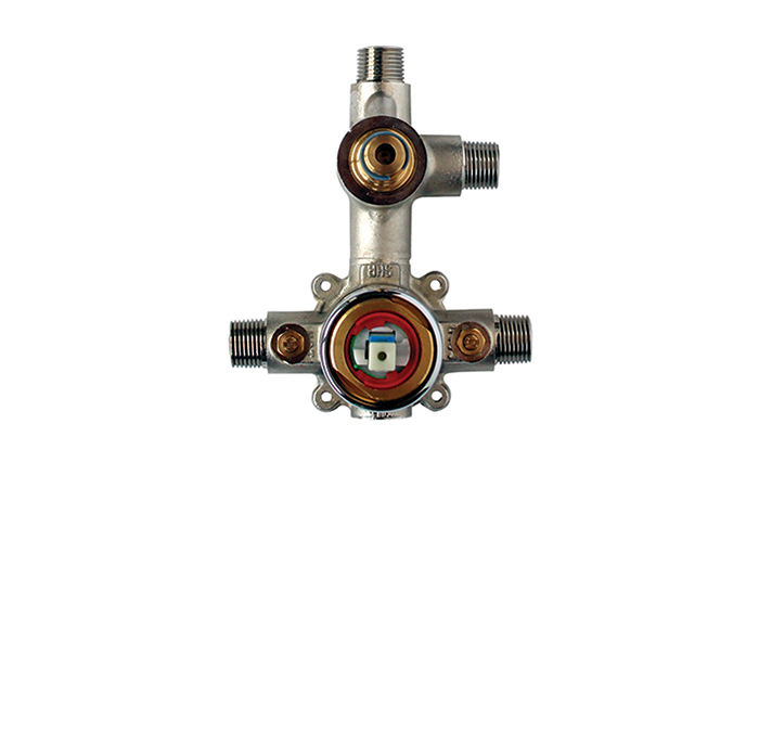 Pressure balance valve with push button diverter