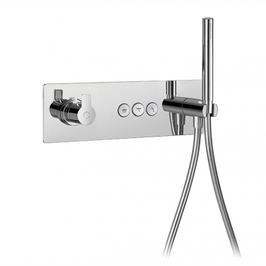 Thermostatic wall mount shower mixer with hand shower - 3 functions